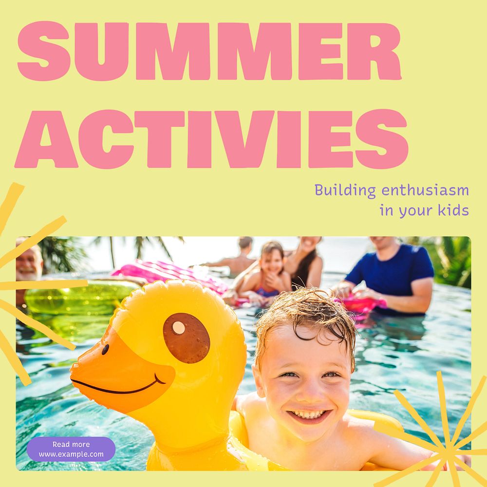 Summer activities Instagram post template, editable text