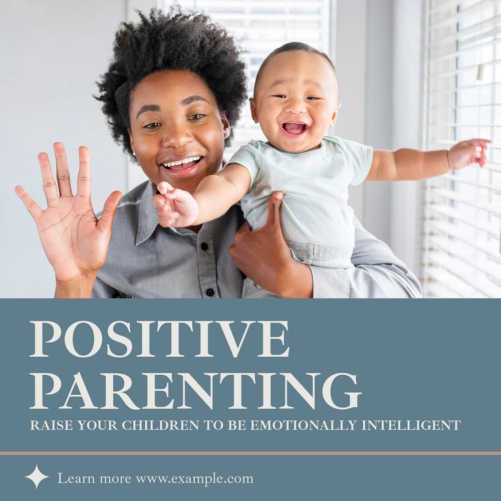 Positive parenting Instagram post template, editable text