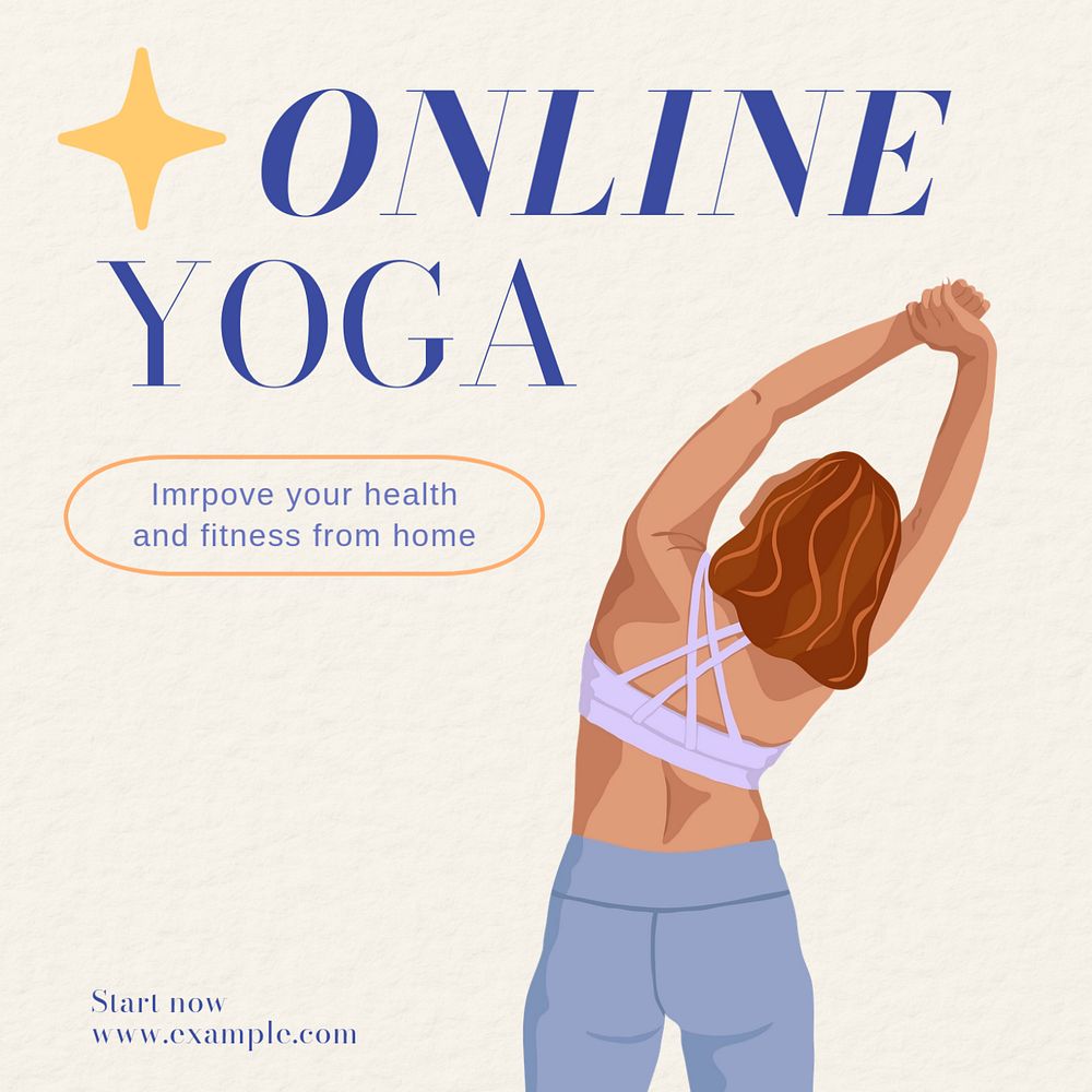 Online yoga Instagram post template, editable text