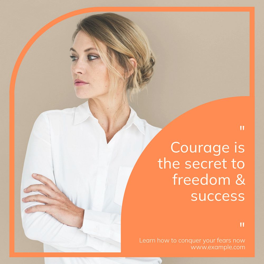 Courage & success quote Instagram post template, editable text