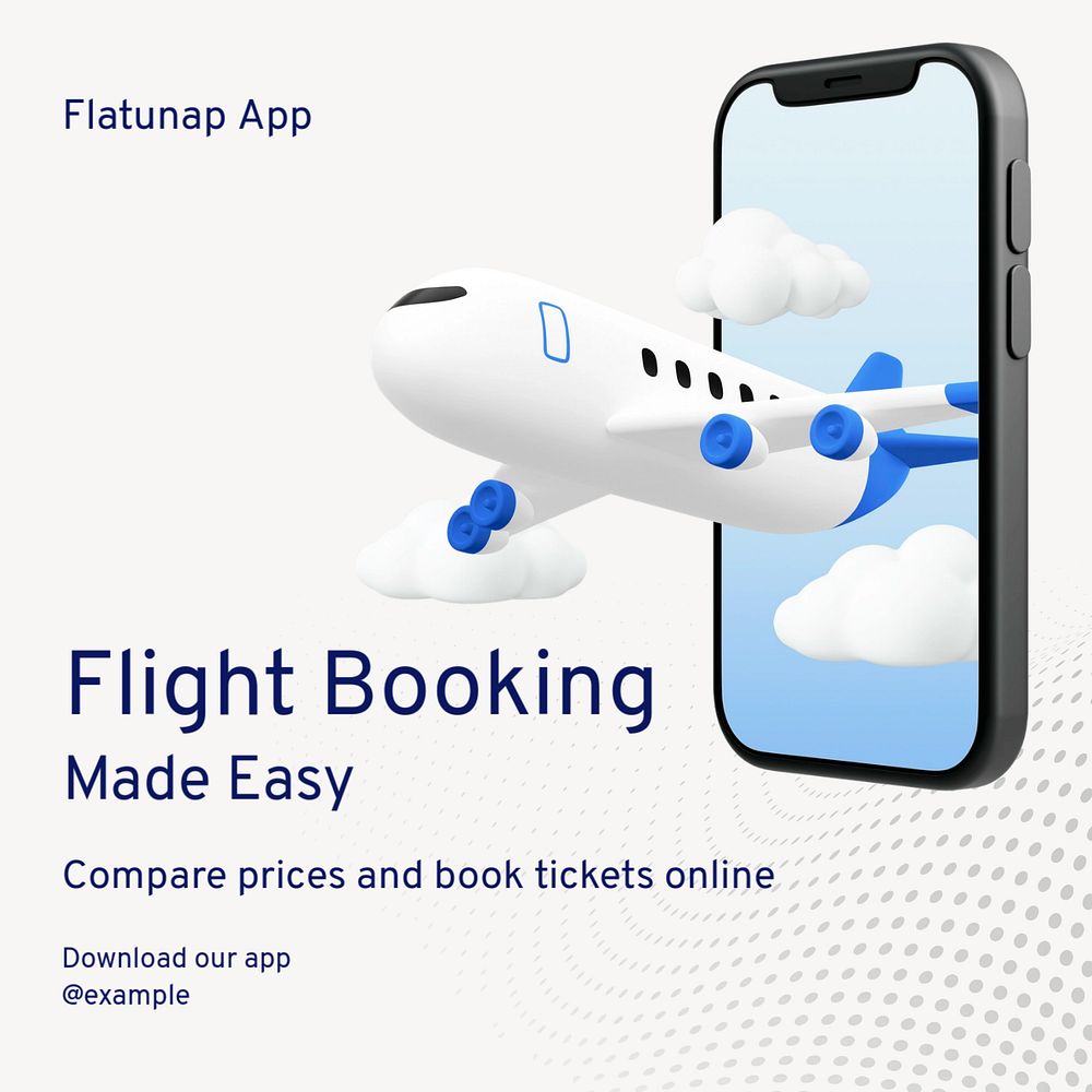 Flight booking Instagram post template, editable text