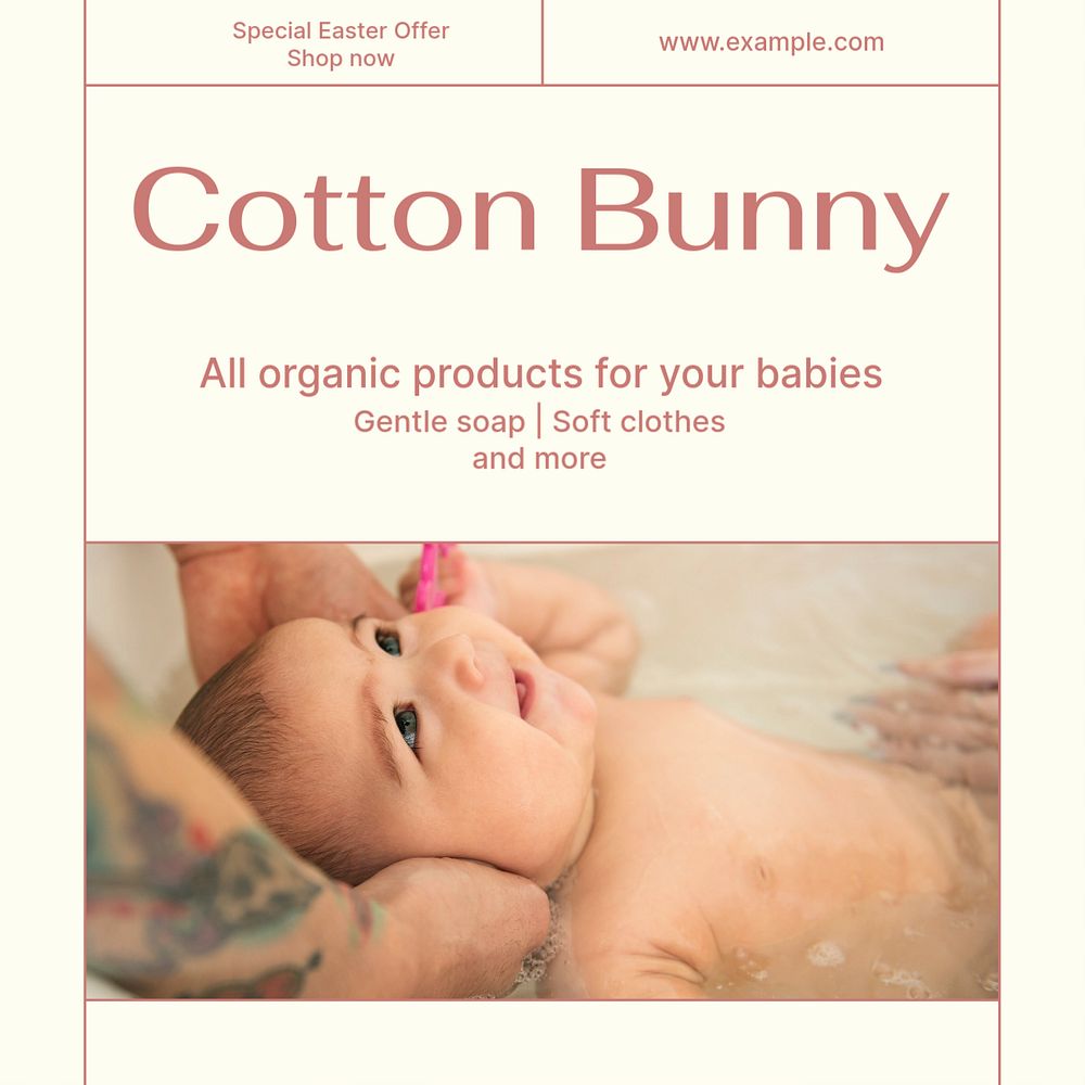 Organic baby products Instagram post template, editable text