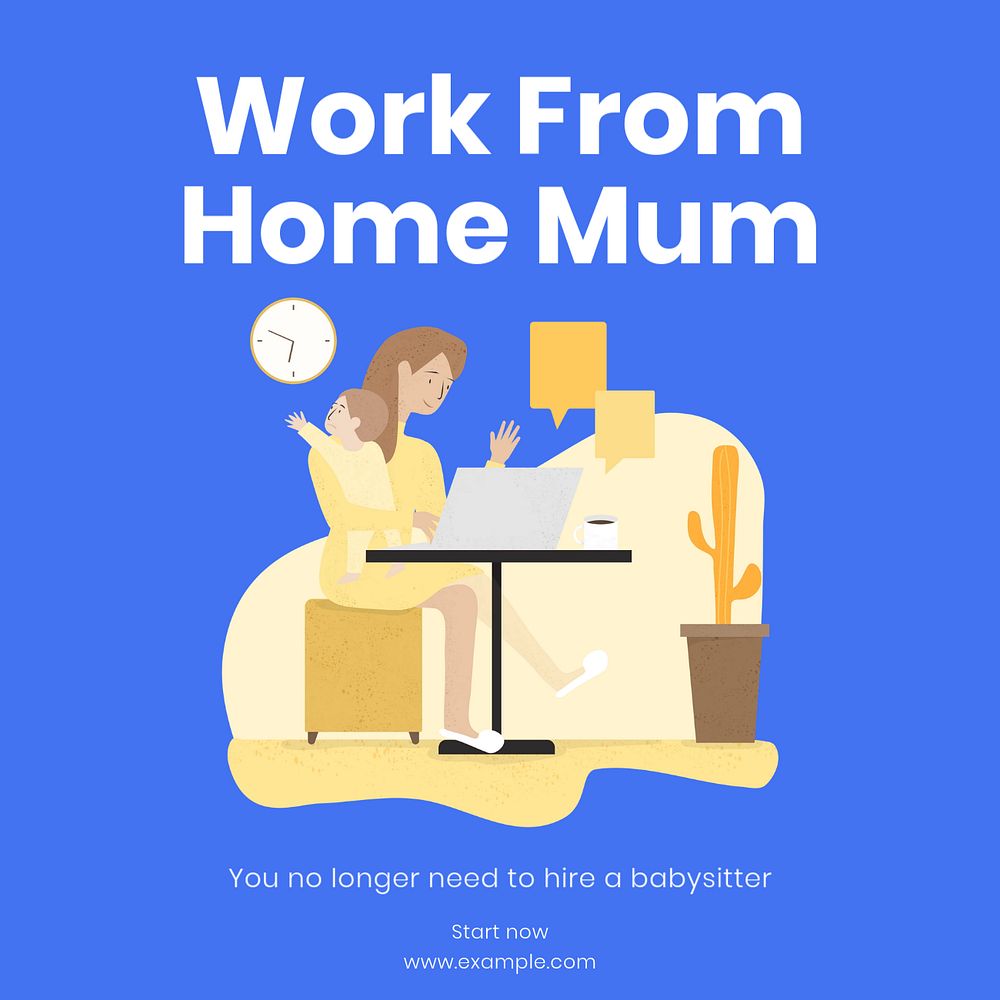 Working mother Instagram post template, editable text