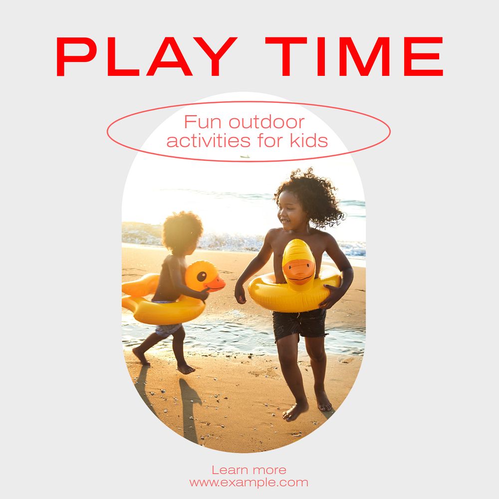 Play time Instagram post template, editable text