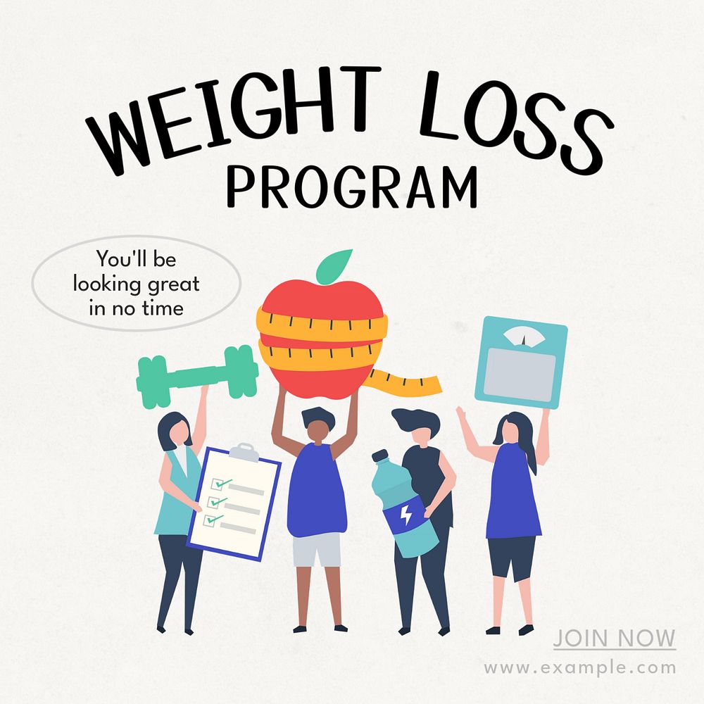 Weight loss program Instagram post template, editable text