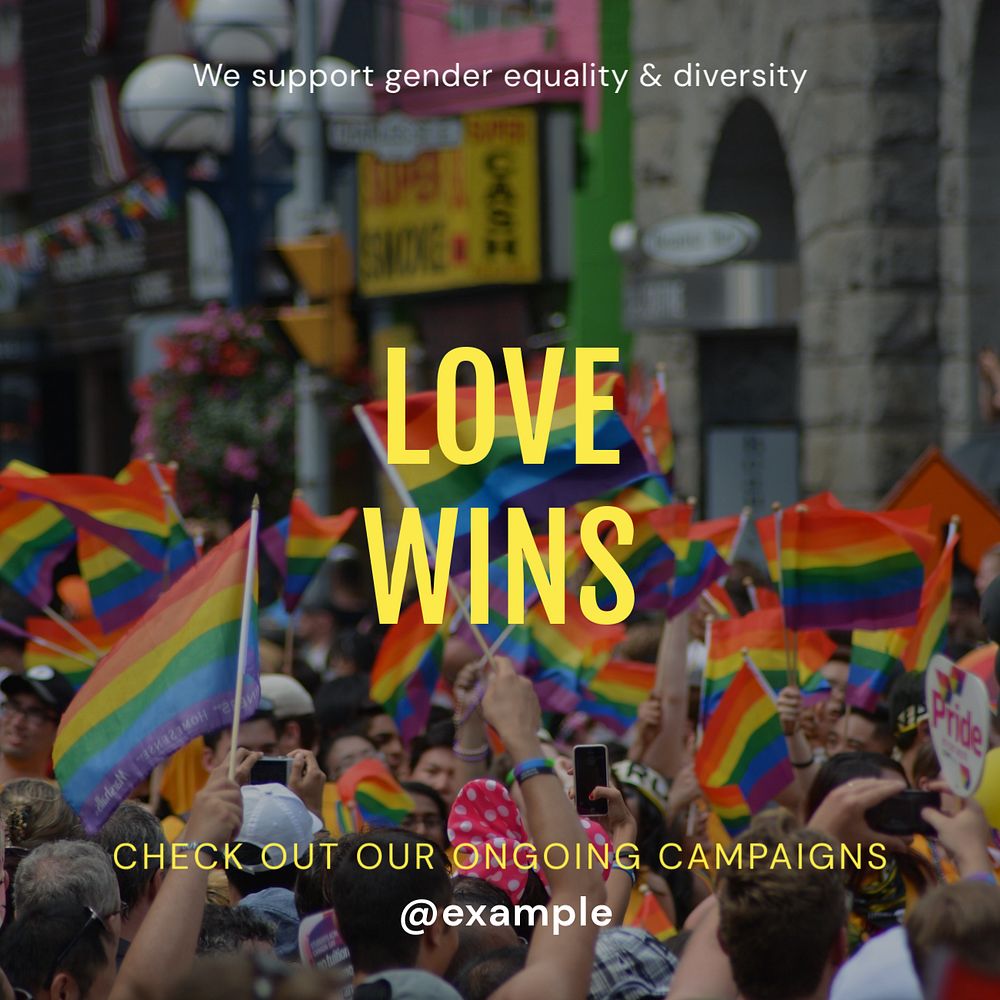 Love wins Instagram post template, editable text