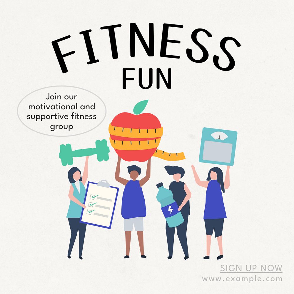 Fitness fun Instagram post template, editable text