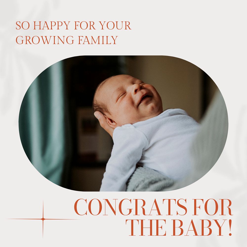 Congrats for the baby Instagram post template, editable design