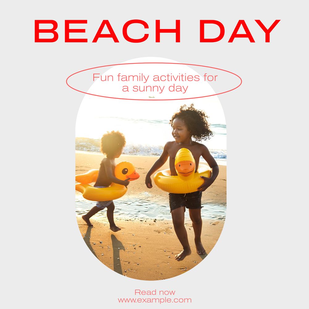 Beach day Instagram post template, editable text