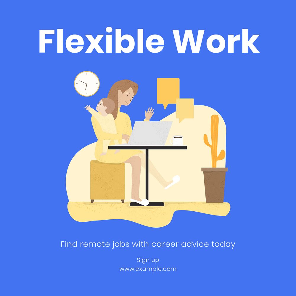 Flexible work Instagram post template, editable text