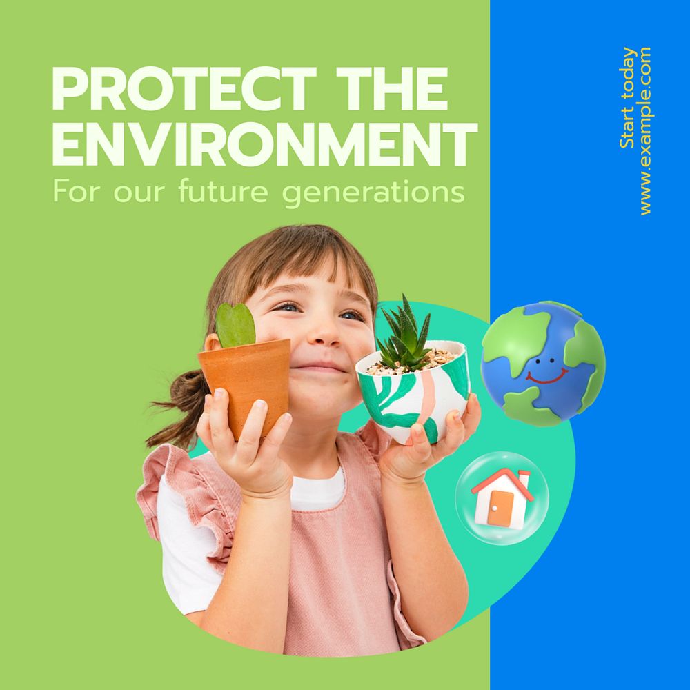 Protect the environment Instagram post template, editable text