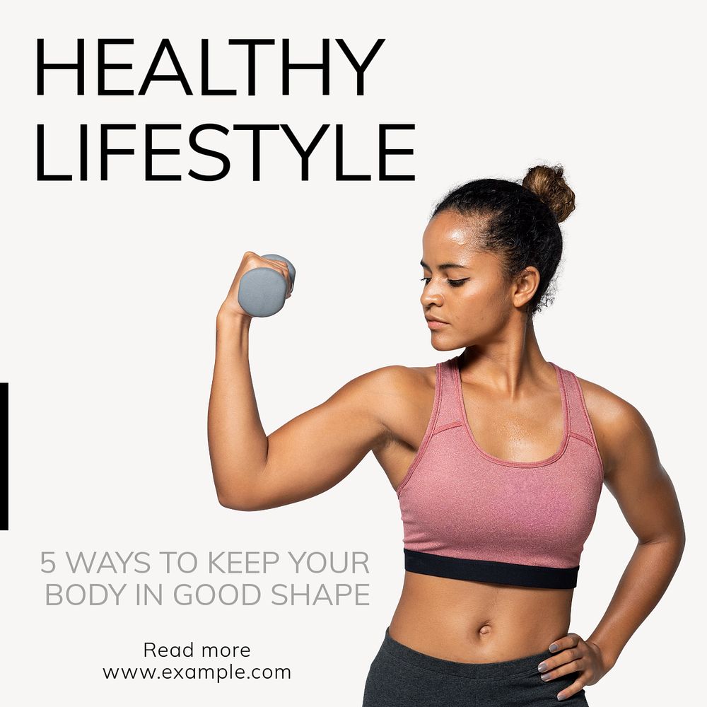 Healthy Lifestyle Instagram post template, editable text