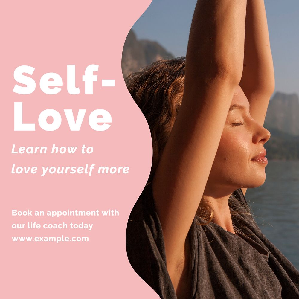 Self-love Instagram post template, editable text