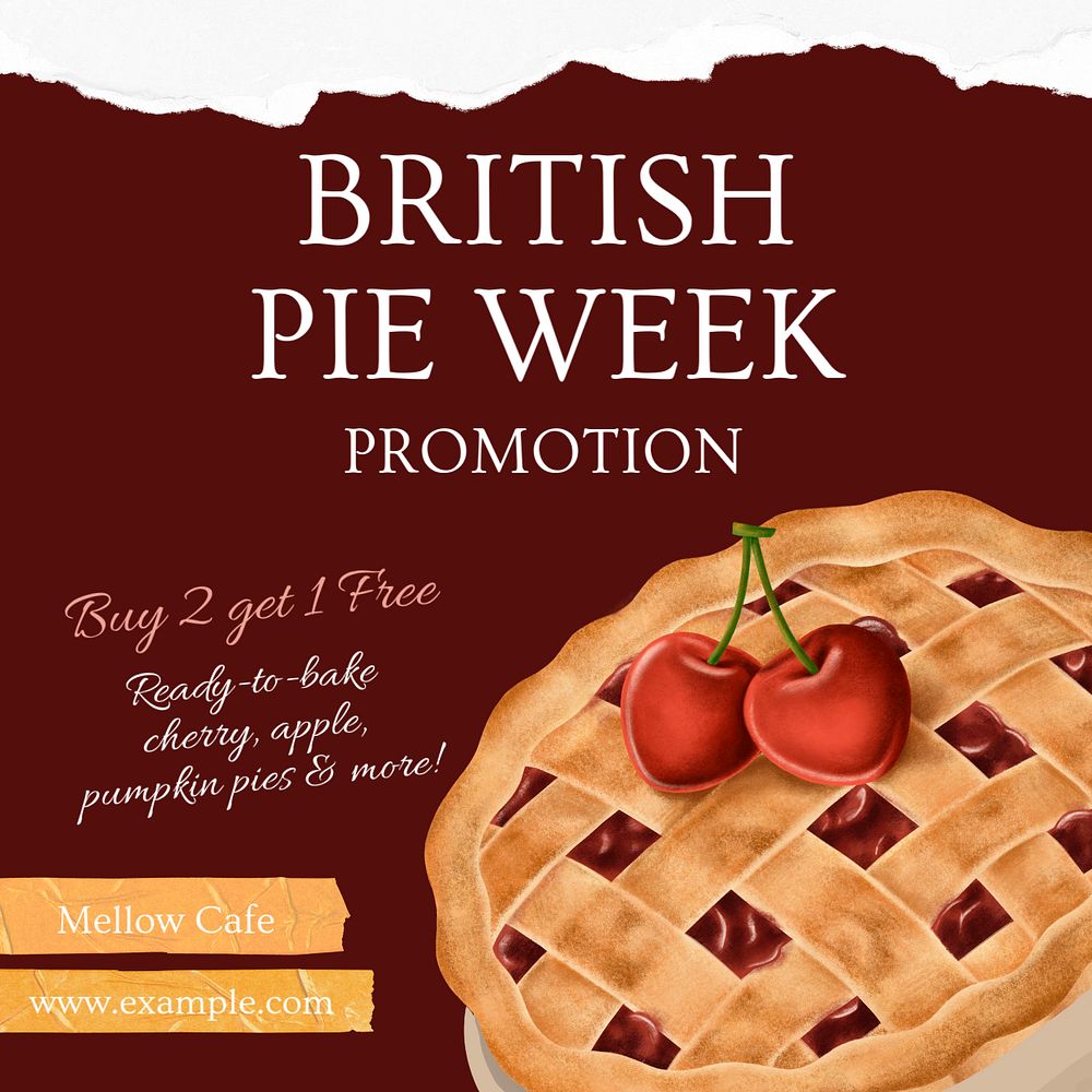 Pie week Instagram post template, editable text