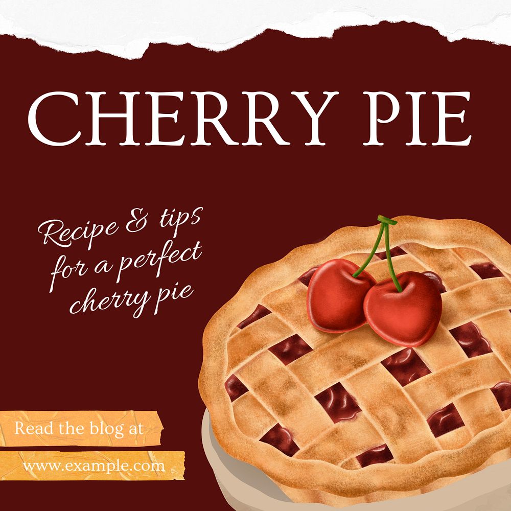 Cherry pie Instagram post template, editable text