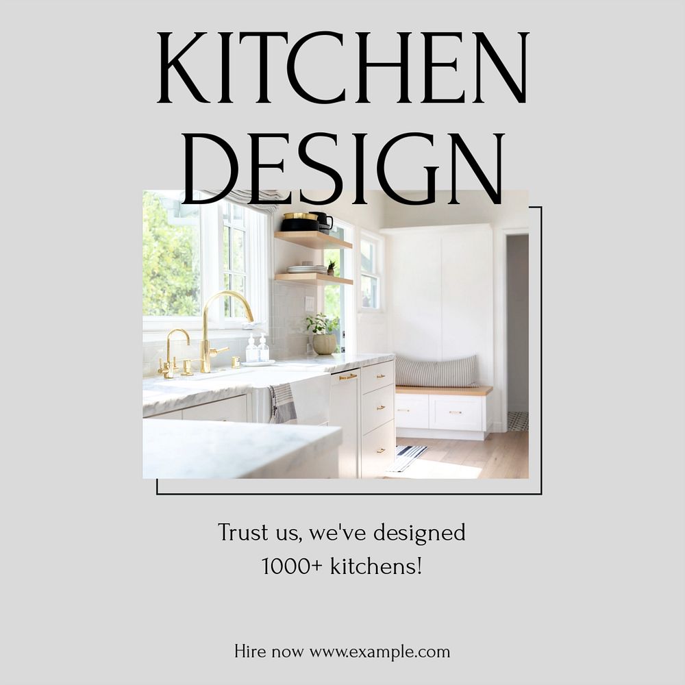 Kitchen design Instagram post template, editable text