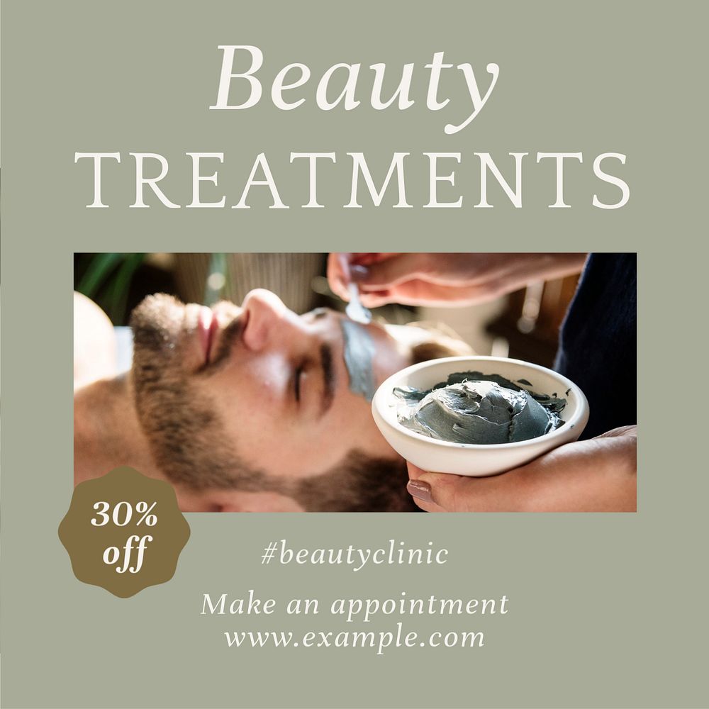 Beauty treatment promotion Instagram post template, editable text