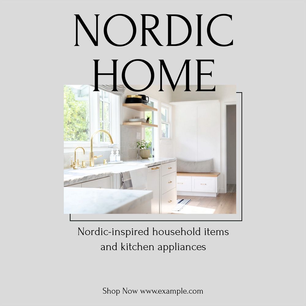 Nordic home Instagram post template, editable text