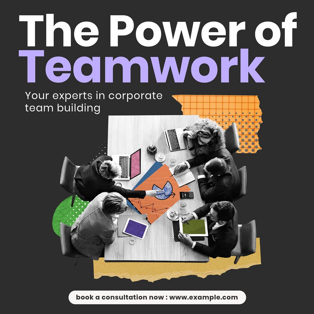 Power of teamwork Instagram post template, editable text