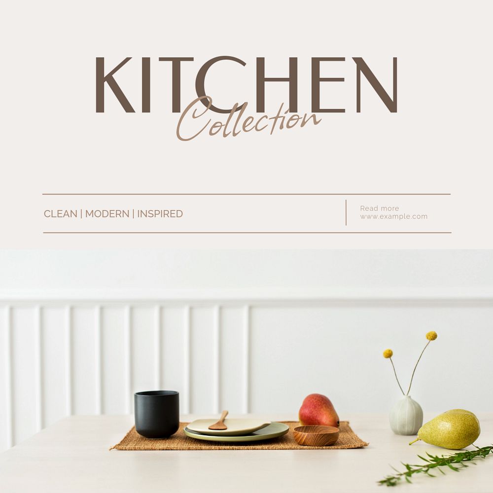 Kitchen Instagram post template, editable text