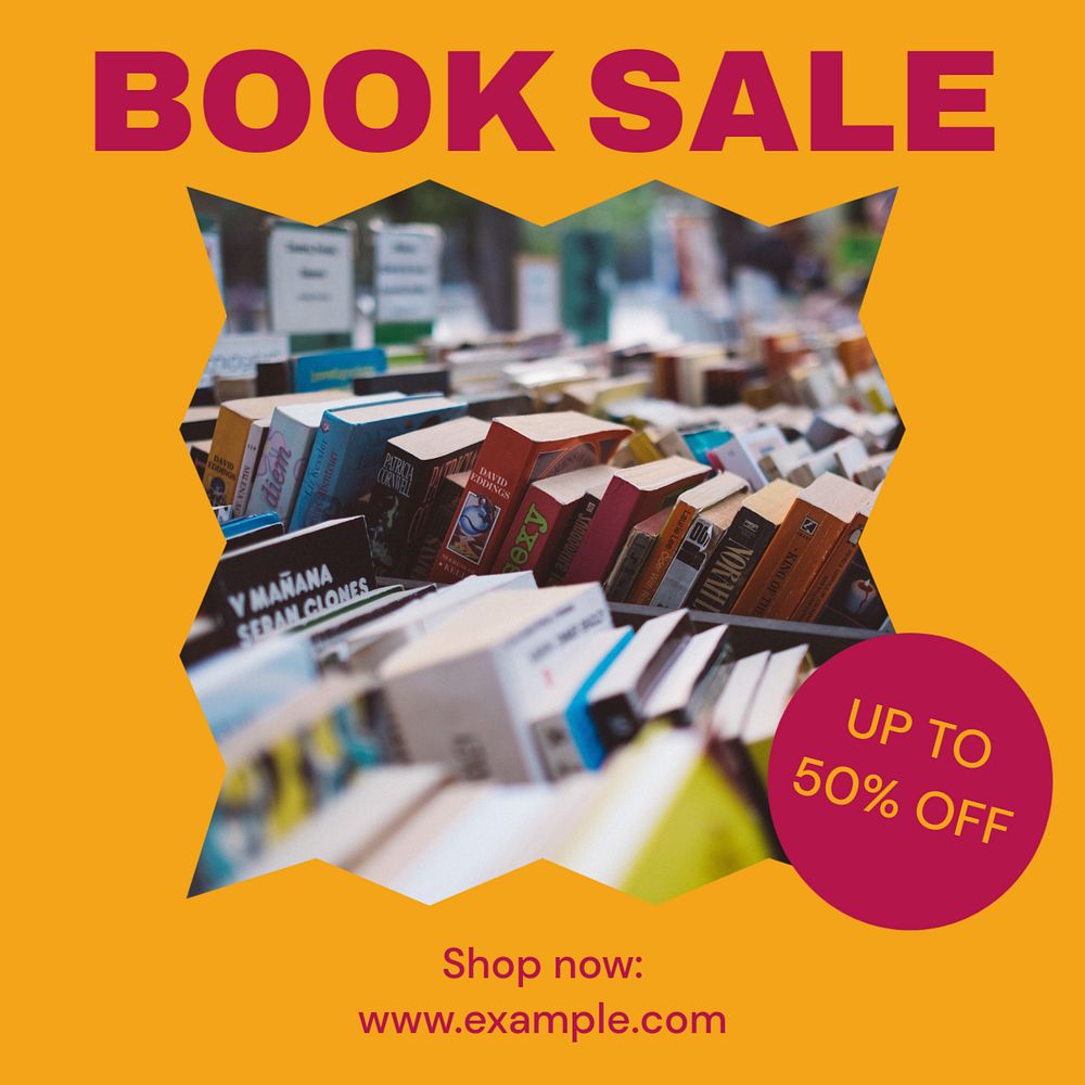 Book sale Instagram post template, editable text