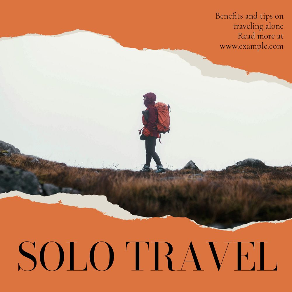 Solo travel Instagram post template, editable text