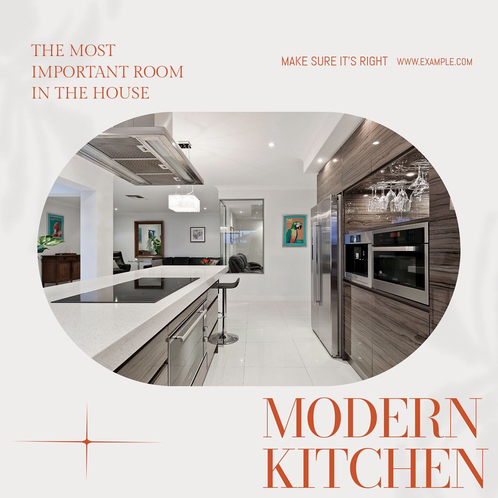 Kitchen design Instagram post template, editable text