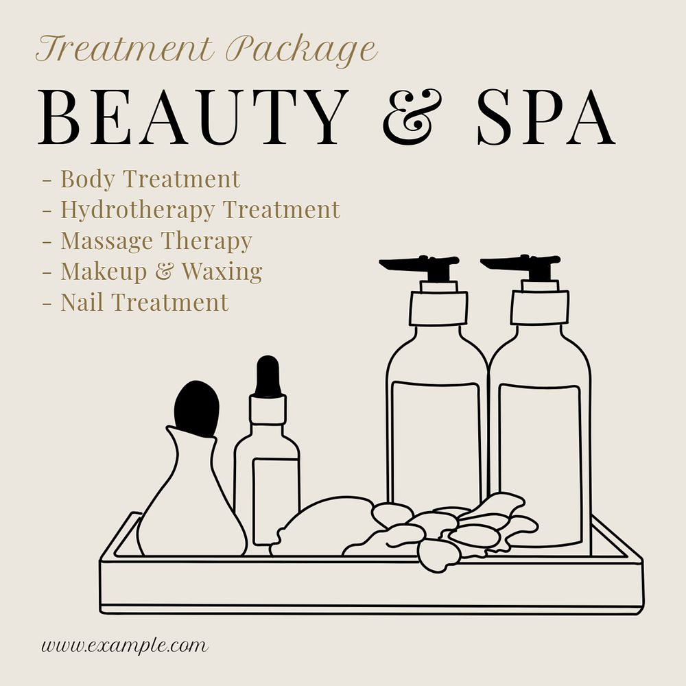 Beauty & spa Instagram post template, editable text