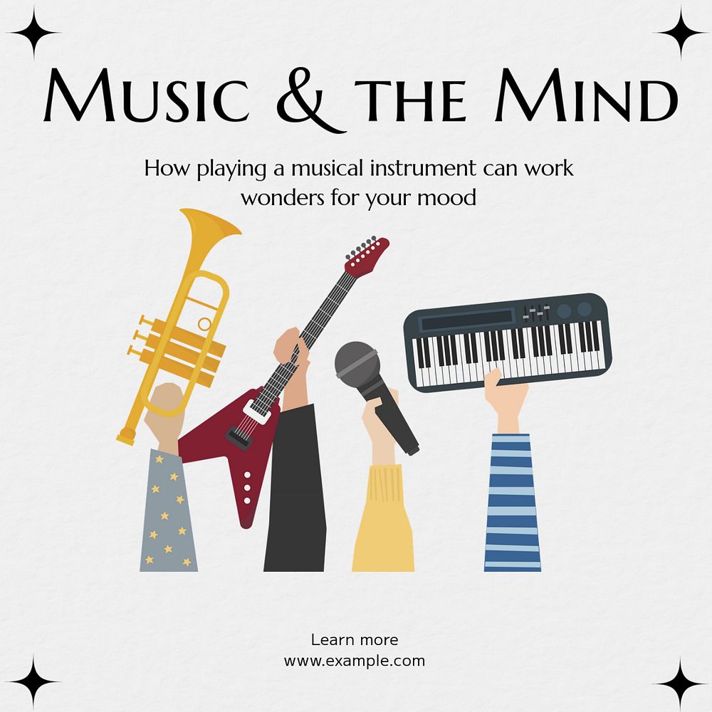 Musical instrument Instagram post template, editable text