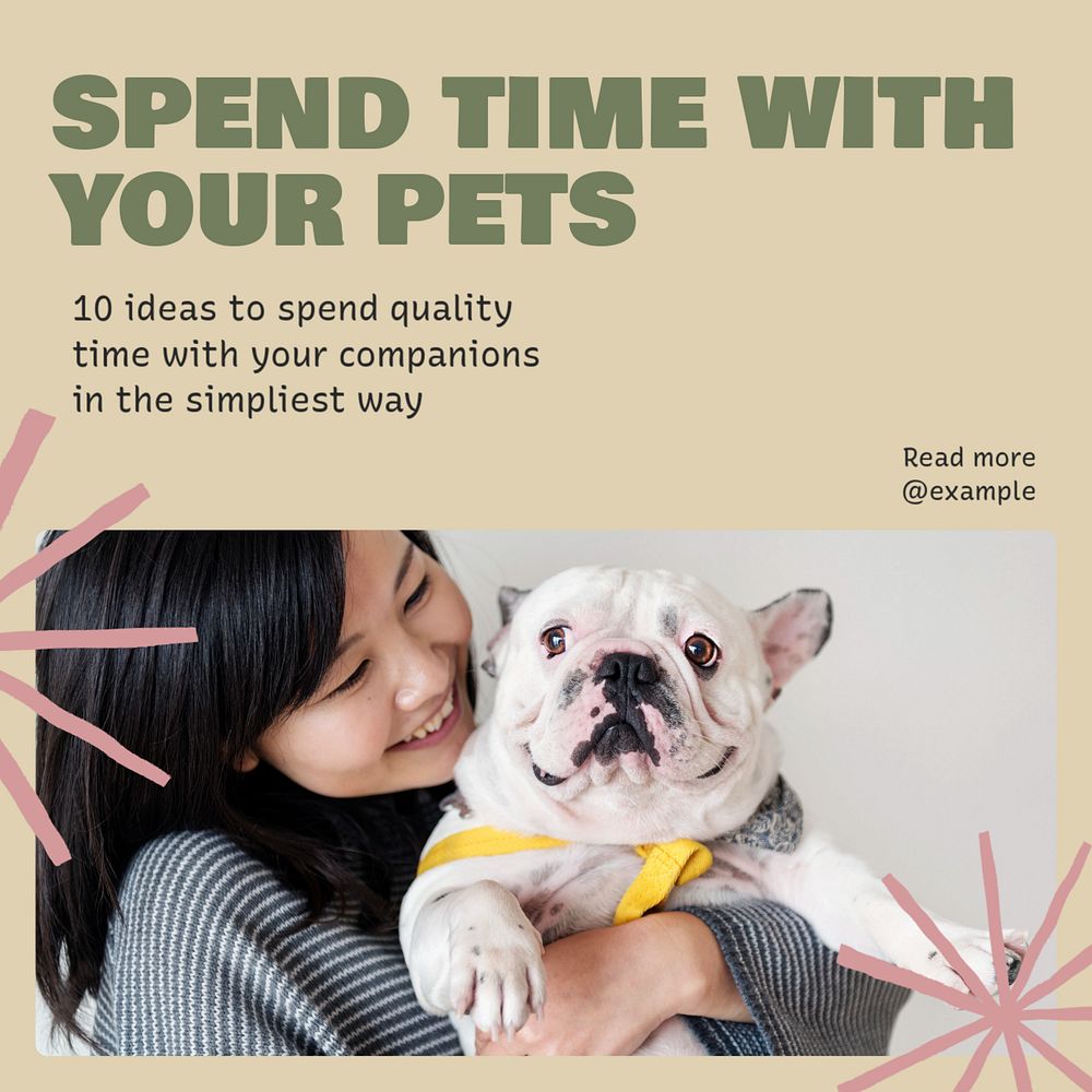 Pets companion Instagram post template, editable text