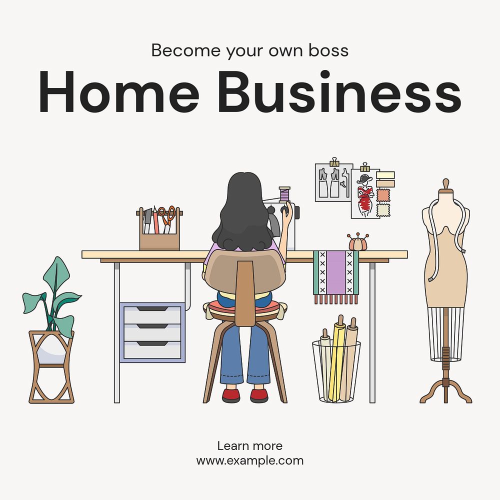 Home business Instagram post template, editable text