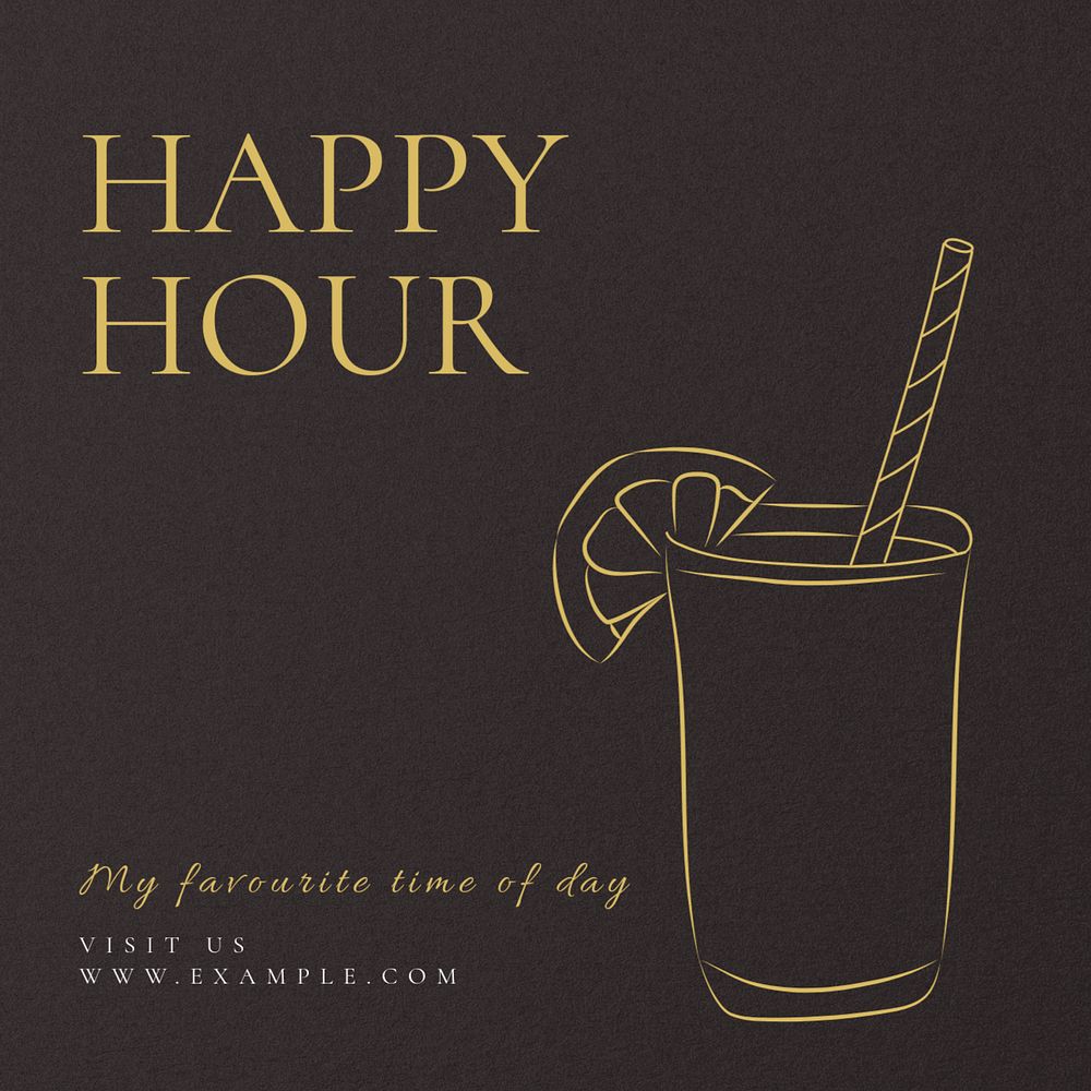 Happy hour Instagram post template, editable text