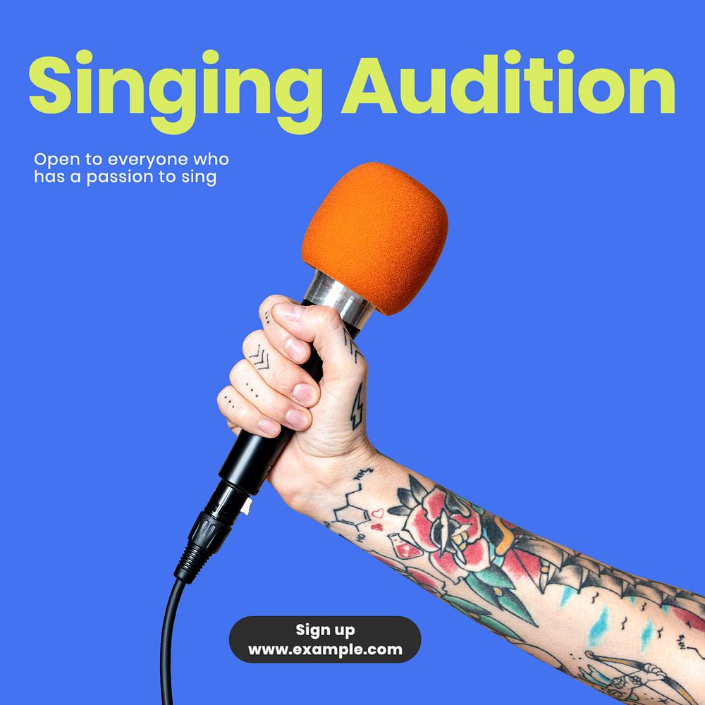 Singing audition Instagram post template, editable text