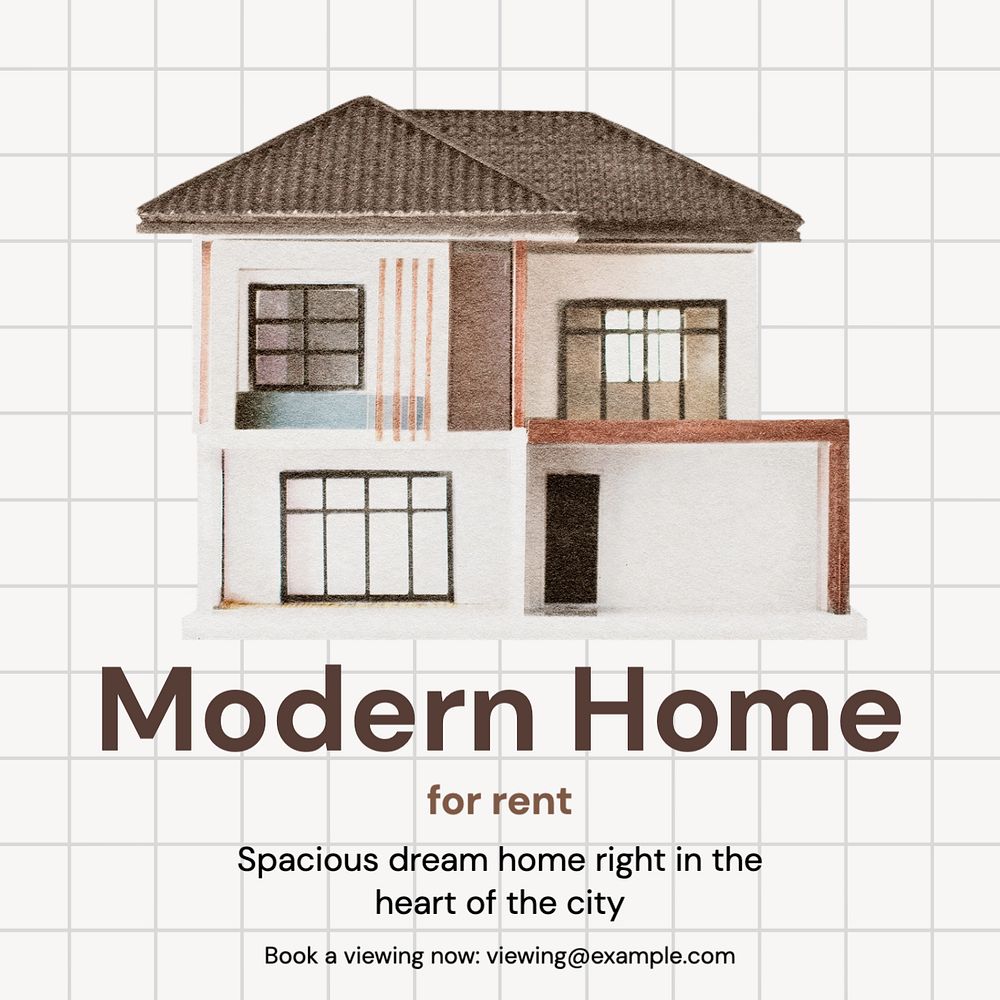 Modern home rental Instagram post template, editable text