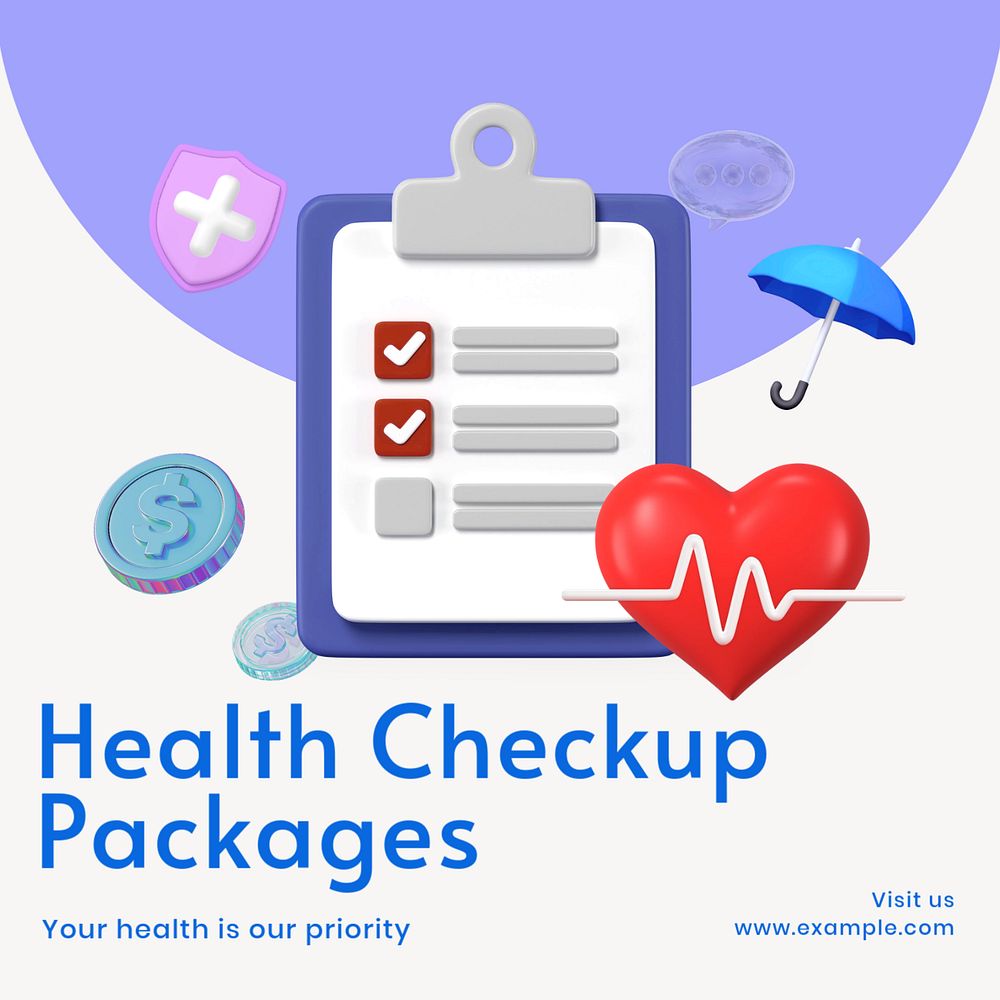 Health checkup packages Instagram post template, editable text