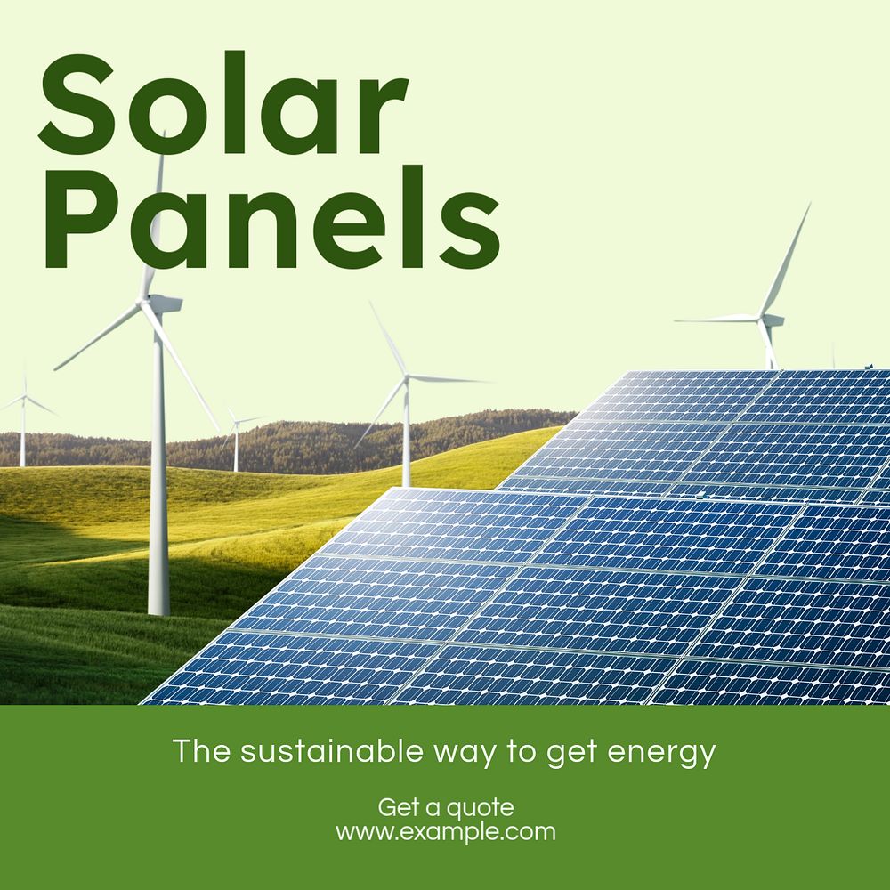 Solar panels Instagram post template, editable text