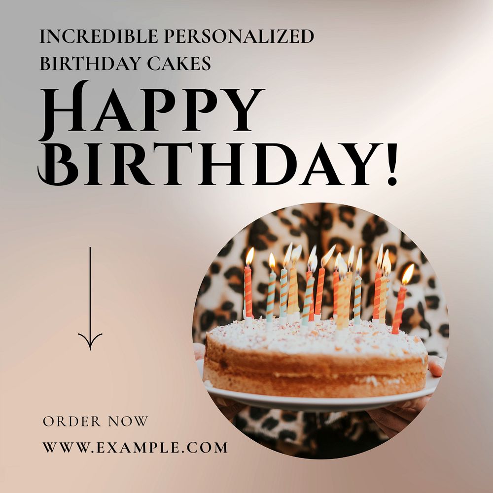 Happy birthday Instagram post template, editable text