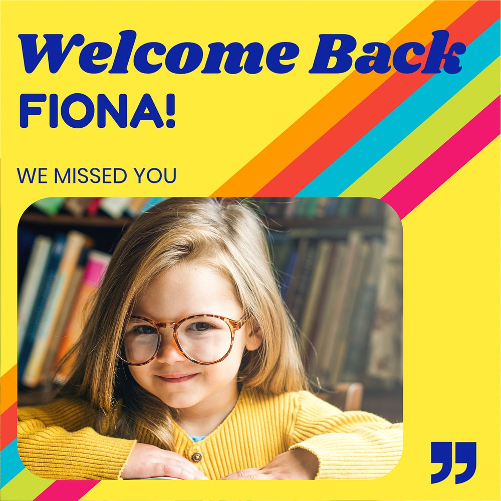 Welcome back Instagram post template, editable text