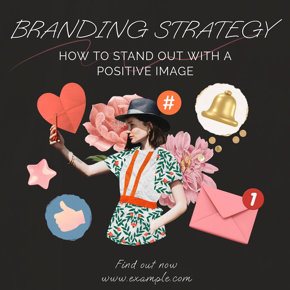 Branding strategy Instagram post template, editable text