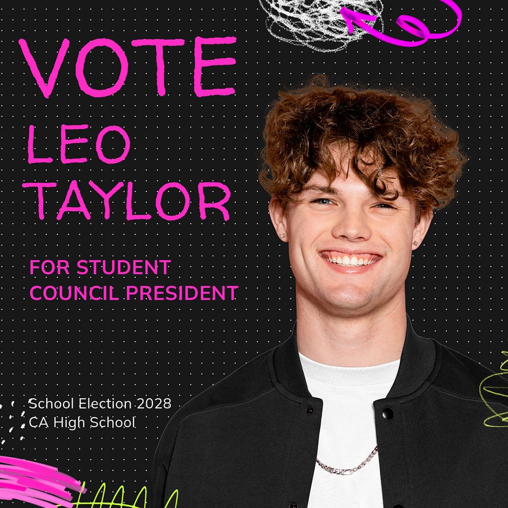 School president vote Instagram post template, editable text