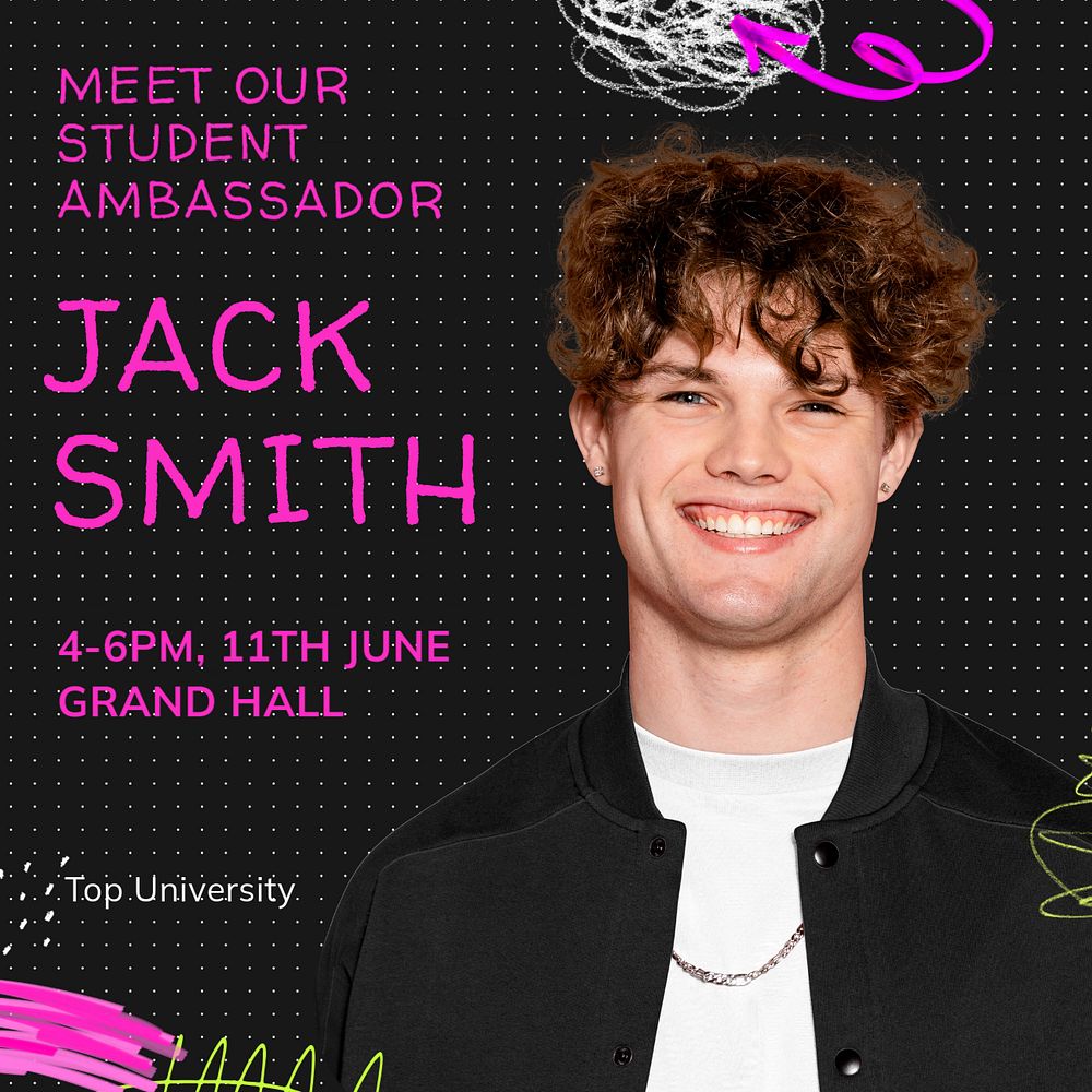 Student ambassador Instagram post template, editable text