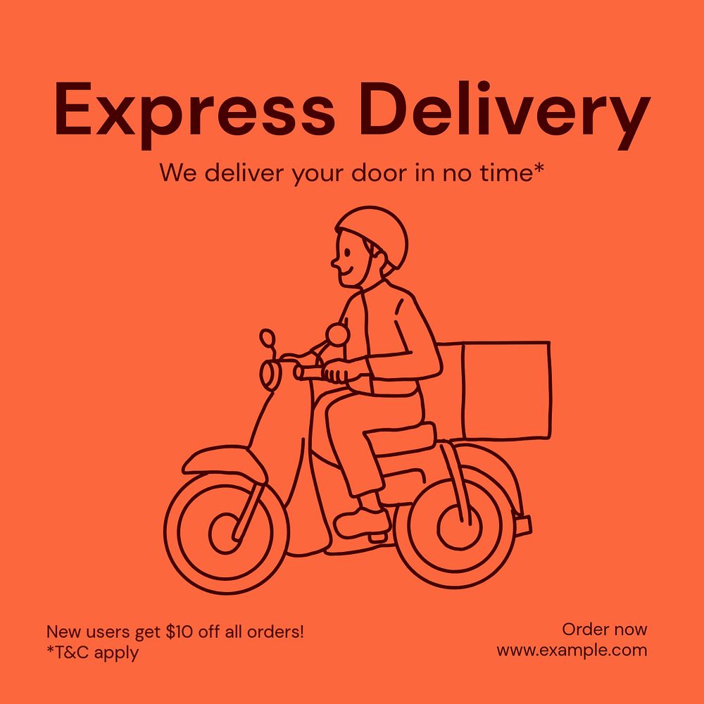 Express delivery Instagram post template, editable text