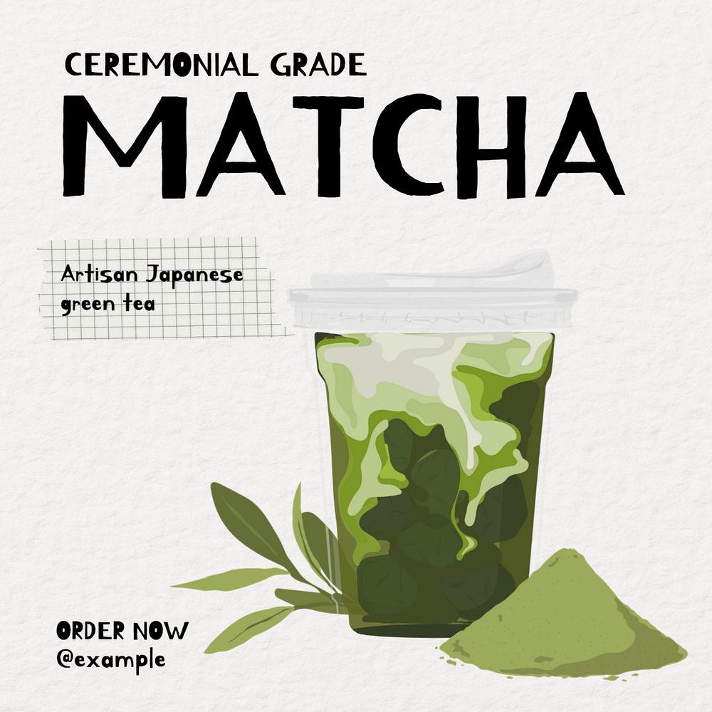 Ceremonial grade matcha Instagram post template, editable text