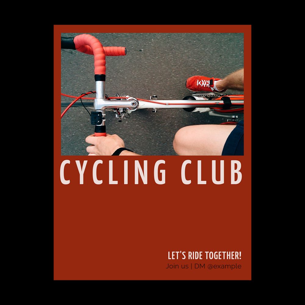 Cycling club Instagram post template, editable text