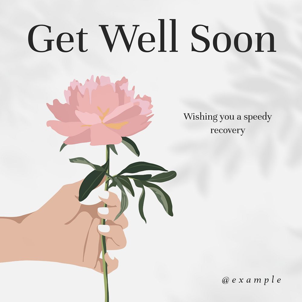 Get well soon Instagram post template, editable text