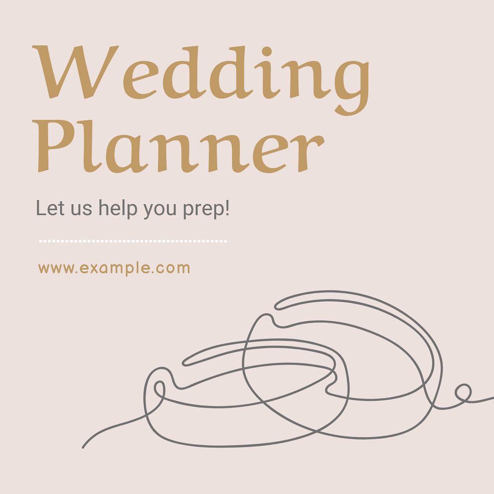 Wedding planner Instagram post template, editable text