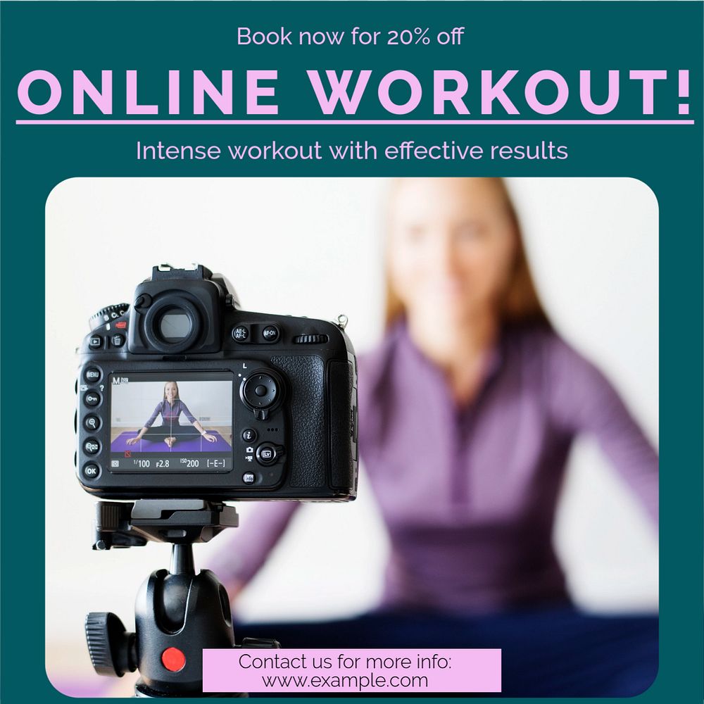 Online workout Instagram post template, editable text