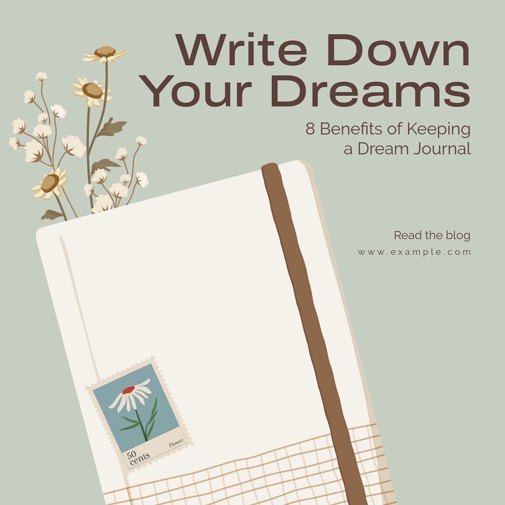 Dream journal Instagram post template, editable text