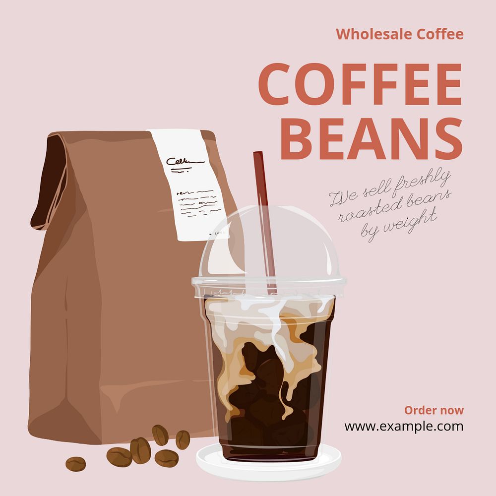 Coffee beans Instagram post template, editable text