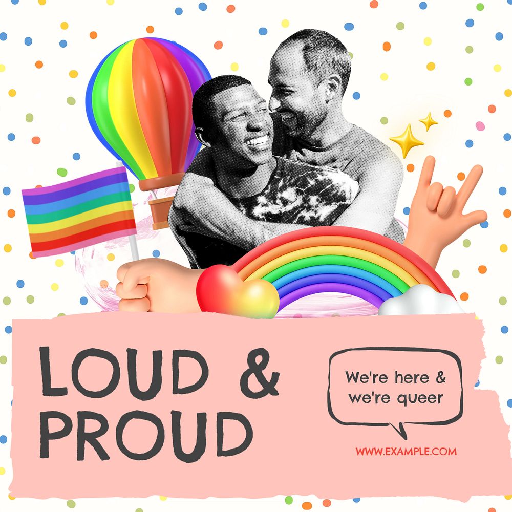 Loud & proud Instagram post template, editable text